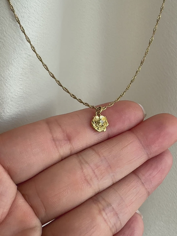 Elisajewels August Poppy Birthday Flower Pendant Necklace