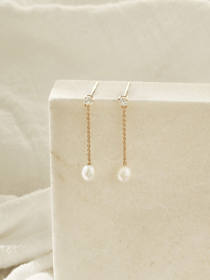 Elisajewels Ellis Freshwater Pearl Drop Earrings