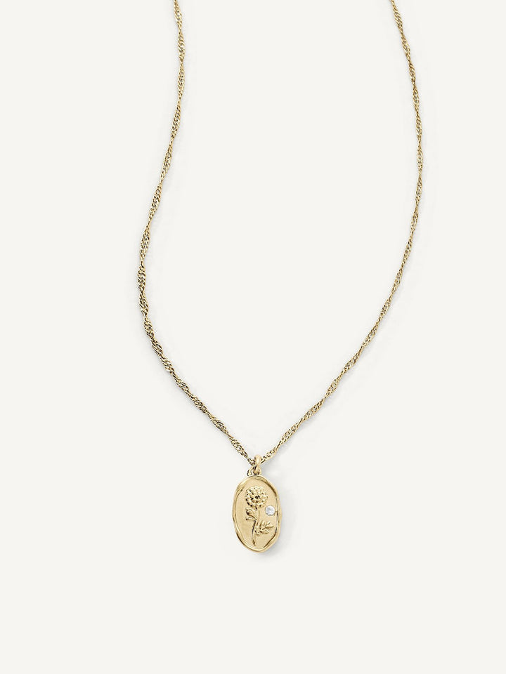 Elisajewels October Marigold Birthday Flower Pendant Necklace