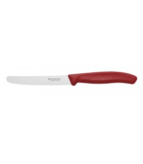 Victorinox 6.7831 Boite de 20 Couteau de table/tomates, lame crantée 11 cm inox, bout rond, manche polypropylène rouge