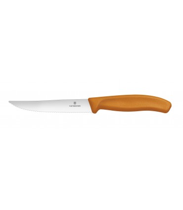 Victorinox 6.7936.12l9 Boite de 6 Couteau pizza/steak « gourmet », lame crantée 12 cm inox, manche polypropylène orange