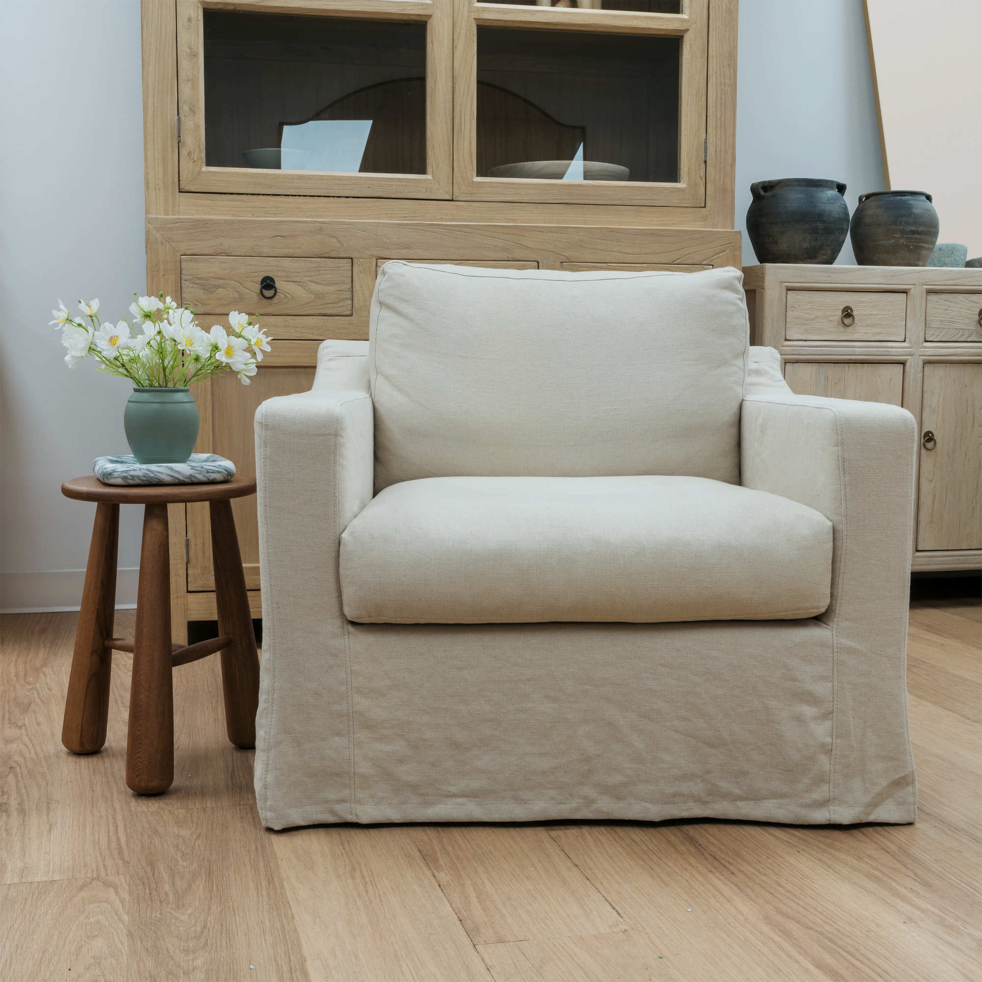 Cannes Linen Slipcover Chair