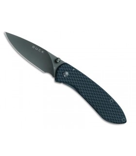 Bück 7327.cf Couteau Bück, lame acier 440 revêtement titanium, manche 9 cm fibre de carbone