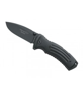 Black Fox 21704 Couteau Kuma, lame noire acier 440 à cran et à bouton double, manche 11,5 cm G10 noir