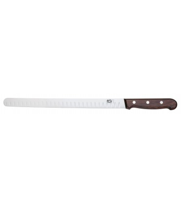 Victorinox 5.4120.30  Couteau à jambon/saumon, lame alvéolée 30 cm inox, manche palissandre.