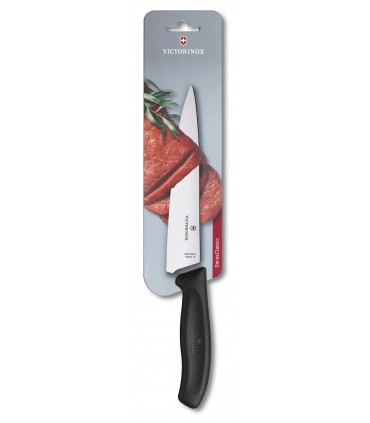 Victorinox 6.8003.15b Couteau Santoku Découper, lame 15 cm inox, manche polypropylène noir, sur carte.