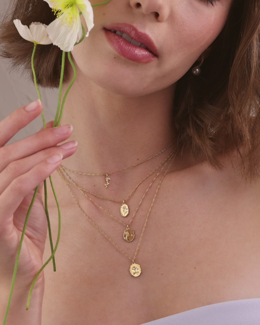 Elisajewels December Narcissus and September Morning Glory Birthflower Pendant Necklace