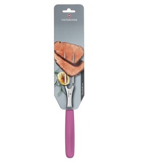 Victorinox 5.2106.15l5b Fourchette chef, lame 15 cm inox, manche polypropylène rose, sur carte.