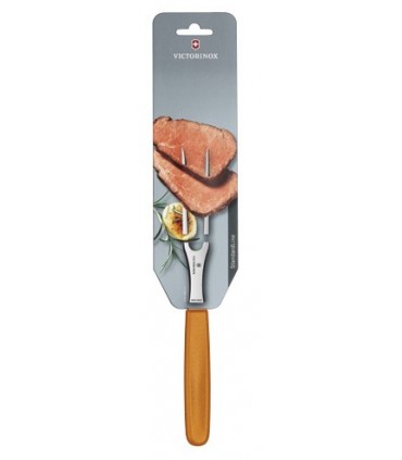 Victorinox 5.2106.15l9b Fourchette chef, lame 15 cm inox, manche polypropylène orange, sur carte.